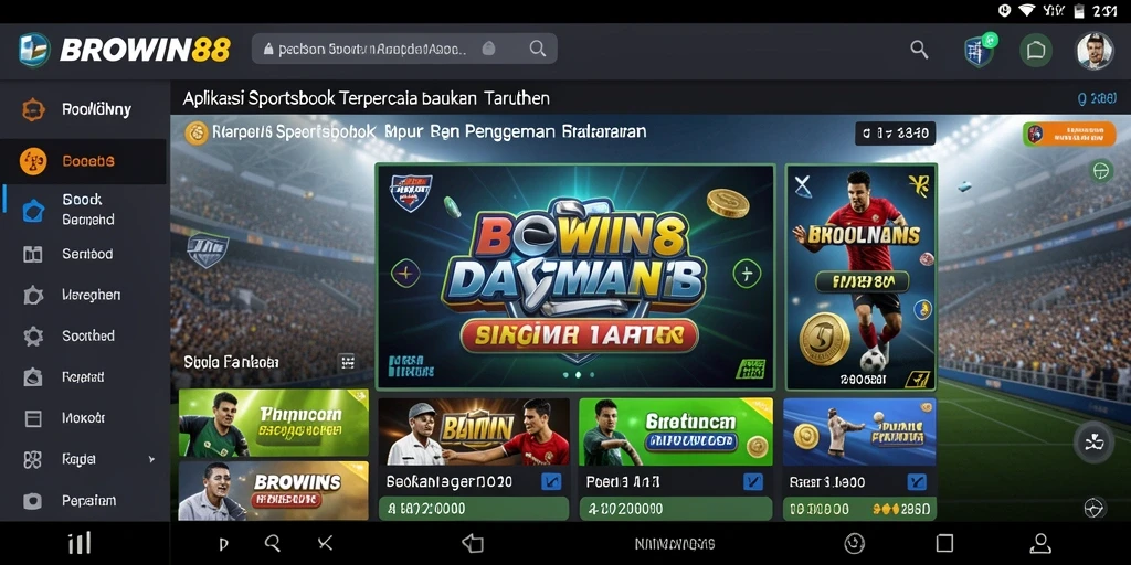 Tampilan aplikasi BROWIN88 dengan fitur taruhan olahraga.
