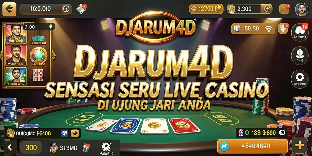 Screenshot gameplay DJARUM4D dengan dealer langsung dan suasana kasino.