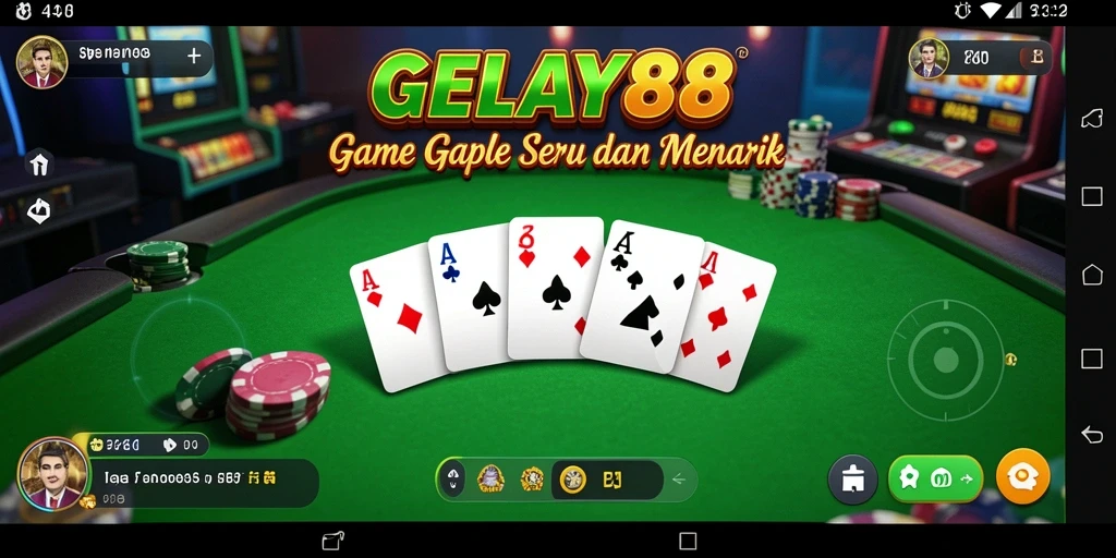 Screenshot gameplay GELAY88 dengan tampilan kartu Gaple yang menarik.