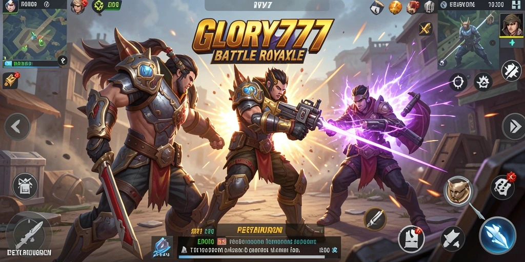 Tampilan aksi mendebarkan dalam gameplay Battle Royale GLORY777.