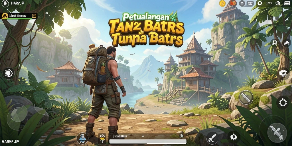 Tangkapan layar dari gameplay <strong>HARAPJP</strong> yang menampilkan petualangan di dunia terbuka.