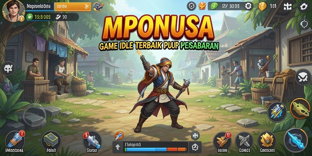 Screenshot gameplay MPONUSA dengan tampilan Idle yang menarik.