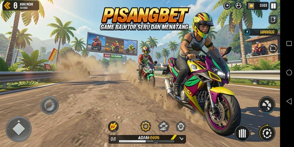 Tampilan seru dari gameplay balap motor di PISANGBET.