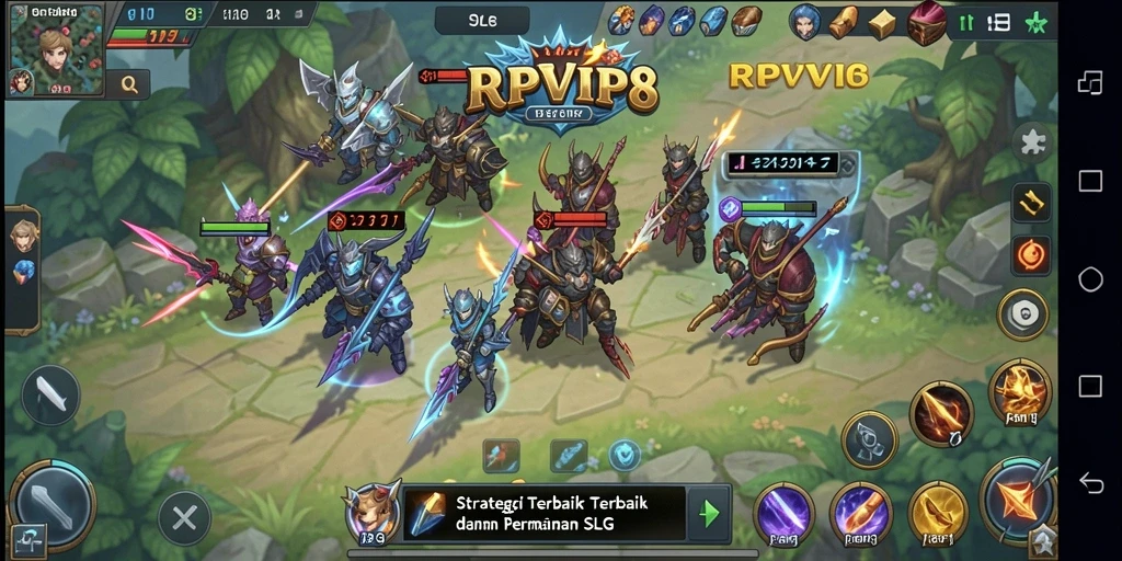 Screenshot utama menampilkan pertempuran strategi yang intens.