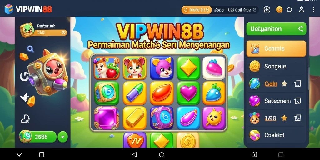 Gambaran menarik dari gameplay Match-3 di VIPWIN88.