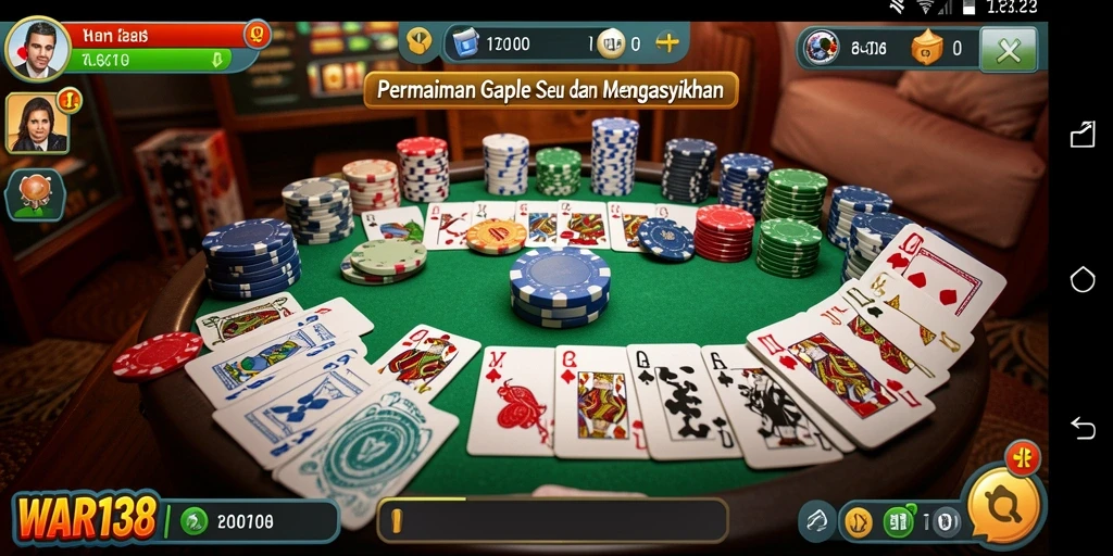 Tampilan gameplay WAR138 yang seru dan interaktif dalam permainan Gaple.