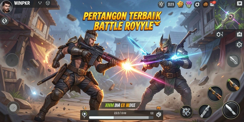 Gameplay seru dan menegangkan dalam <strong>WINPKR</strong> saat bertarung di arena Battle Royale.